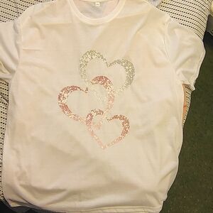 Girls' White Heart Graphic Tee - Unbranded